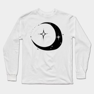 Sparkly Black Crescent Moon Long Sleeve T-Shirt